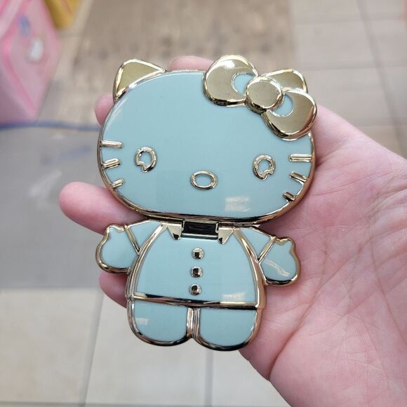 Brand New Sanrio Hello Kitty Gold & Green Cell Phone Case Mirror & Stand - Picture 1 of 7
